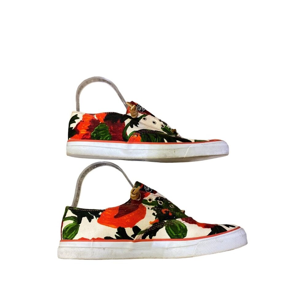 Milly for Sperry Top-Sider Sneakers Womens 9M Used Red Floral - Picture 2 of 16